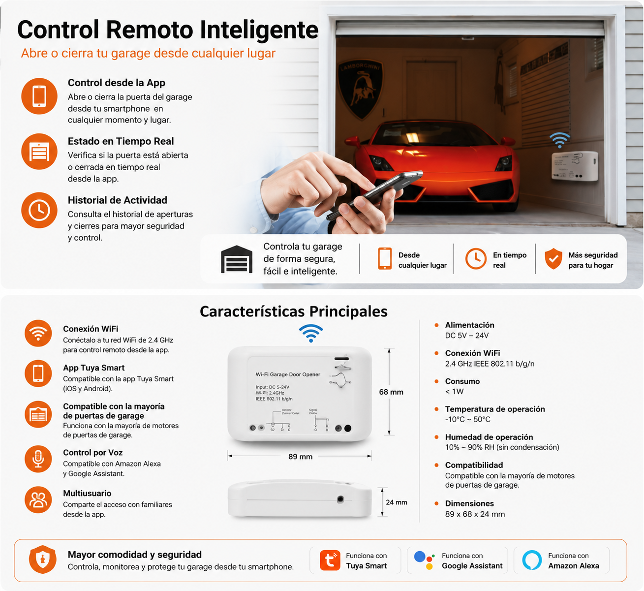 PST-TYAC-1CH- Interruptor relé inteligente WiFi y RF 433 MHz de 1 canal PST - Imagen 2